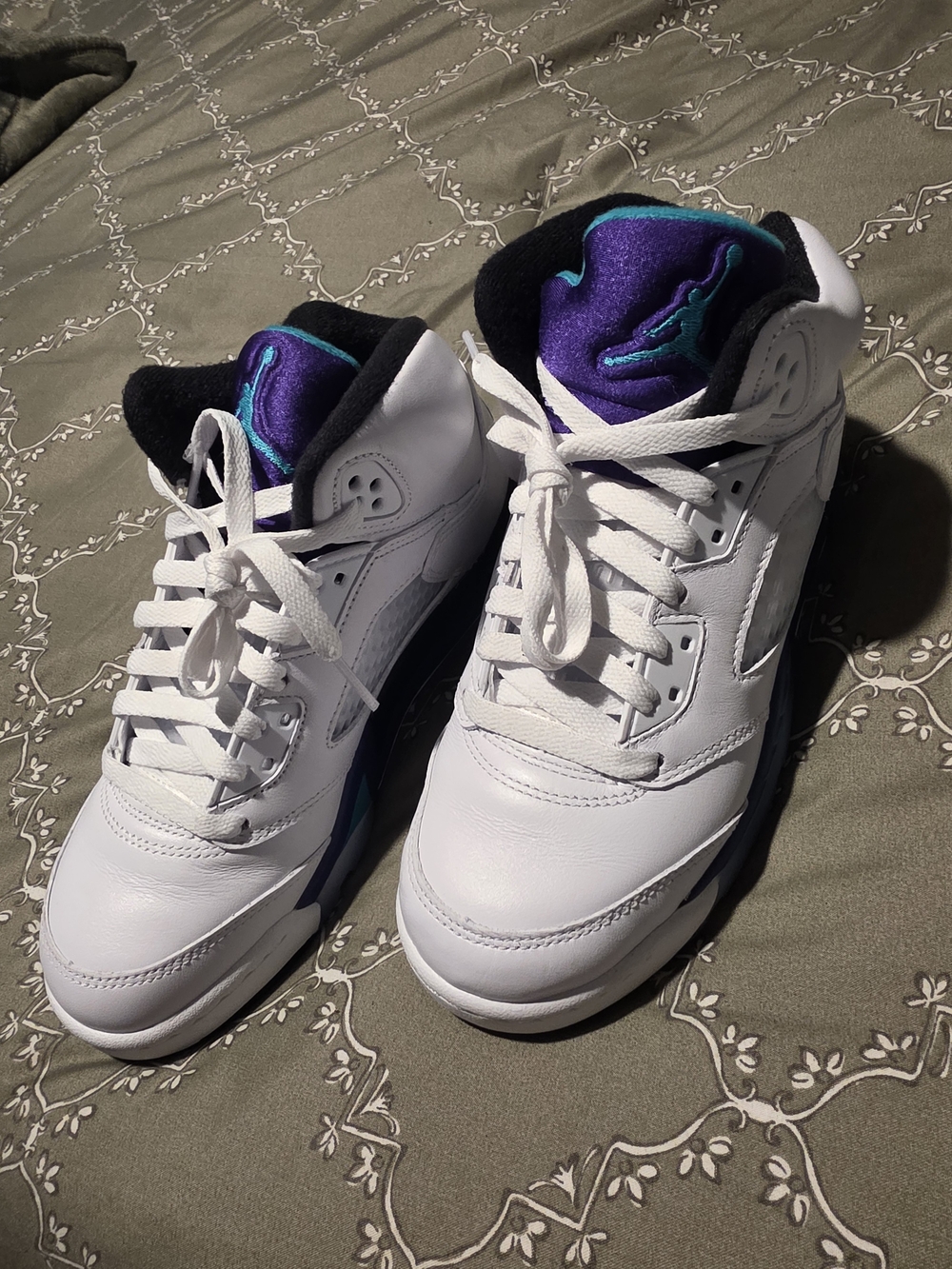 Jordan Kids White with Purple & Teal Accents Sneakers